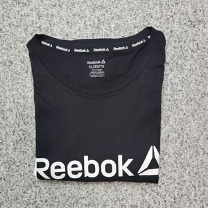 Reebok Women's Black T-Shirt XL Extra Large Logo Graphic Activewear Top